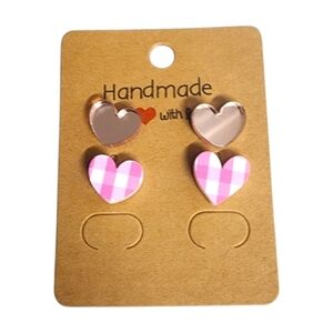Sweetheart Duo Acrylic Stud Earrings - 2 Pair